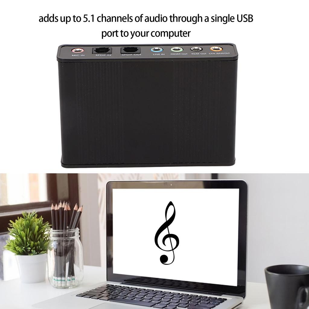 USB Sound Card 6 Channel 48kHz Sampling Rate Analog Play Recording External Sound Card for PC Laptop Computer