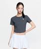 Emelbi Women'S Vintage Slim Ribbed Henley Neck Short Sleeve T-Shirt Sd (D.Charcoal Grey)