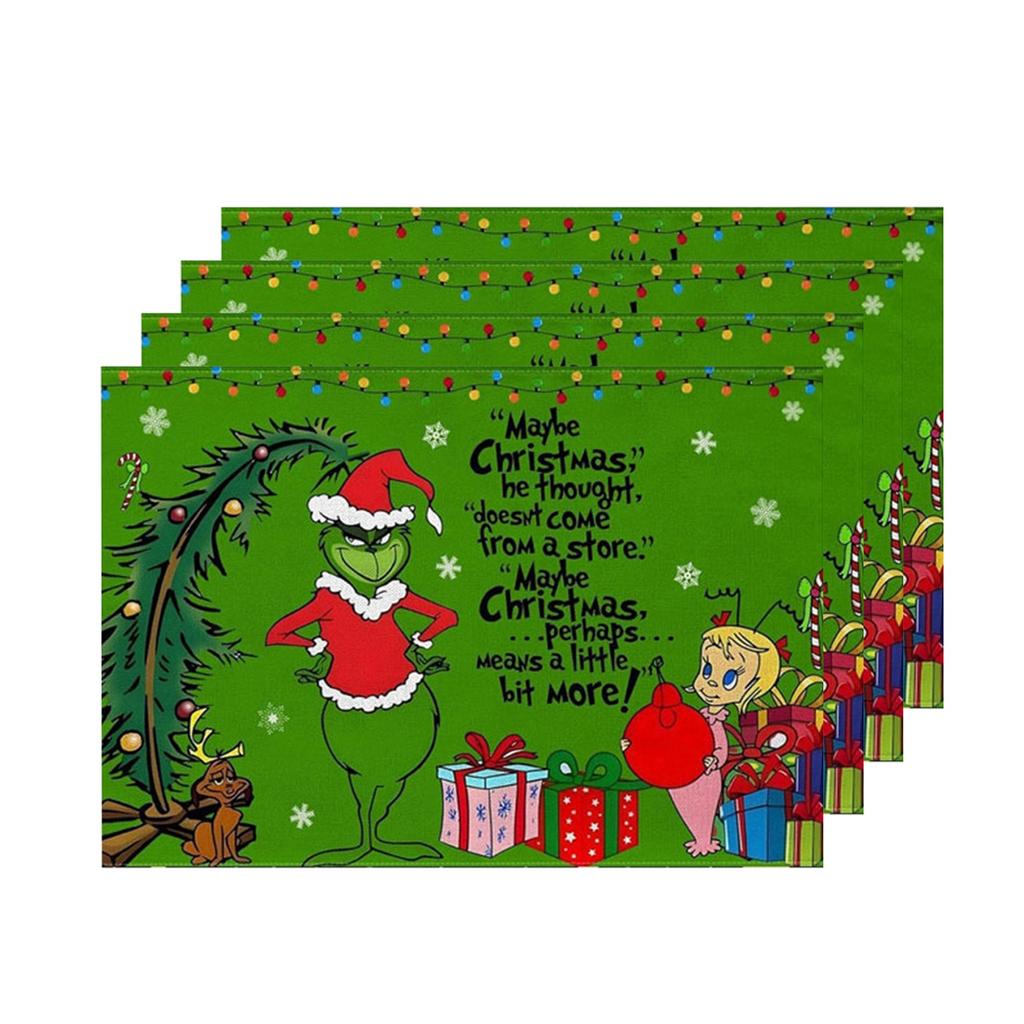 Christmas Tree Christmas Mat 4-piece Set Mat Holiday Party Christmas Table Decoration.