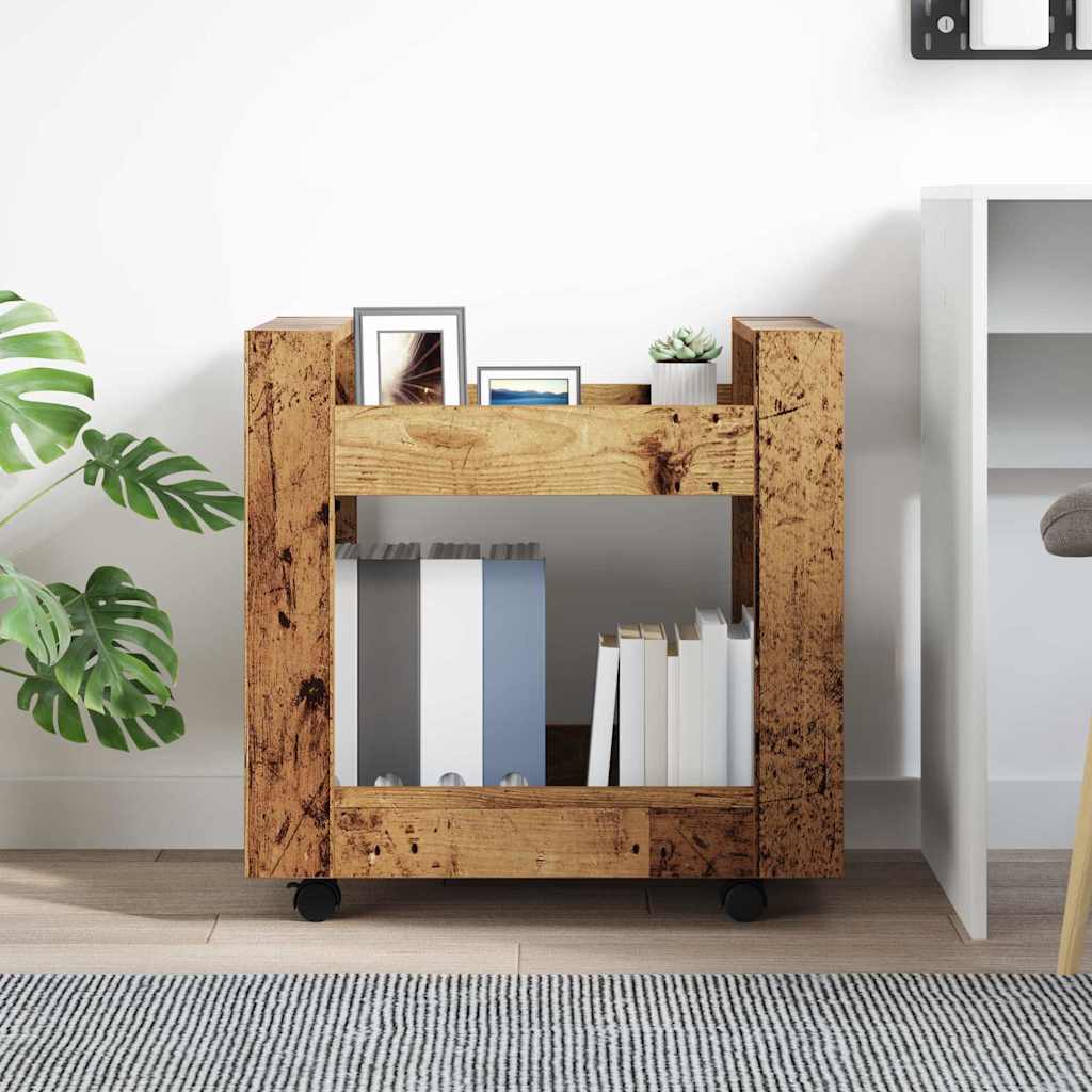 Mobile Desk Trolley Reclaimed Wood Look 60 X 45 X 60 Cm Engineered Wood