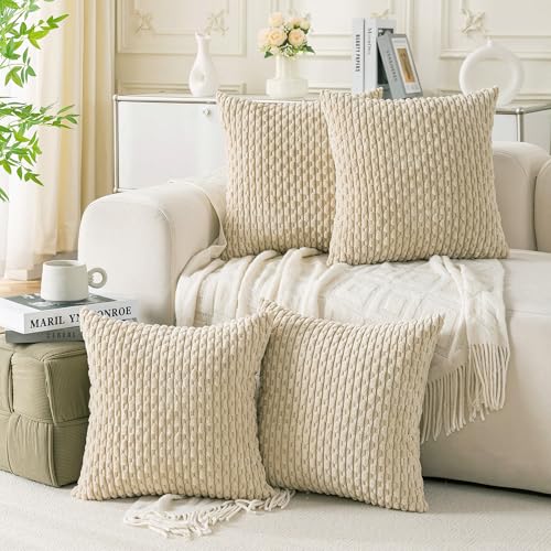 Color corduroy square pillow cover 4-piece 45 × 45cm sofa bed cushion cover