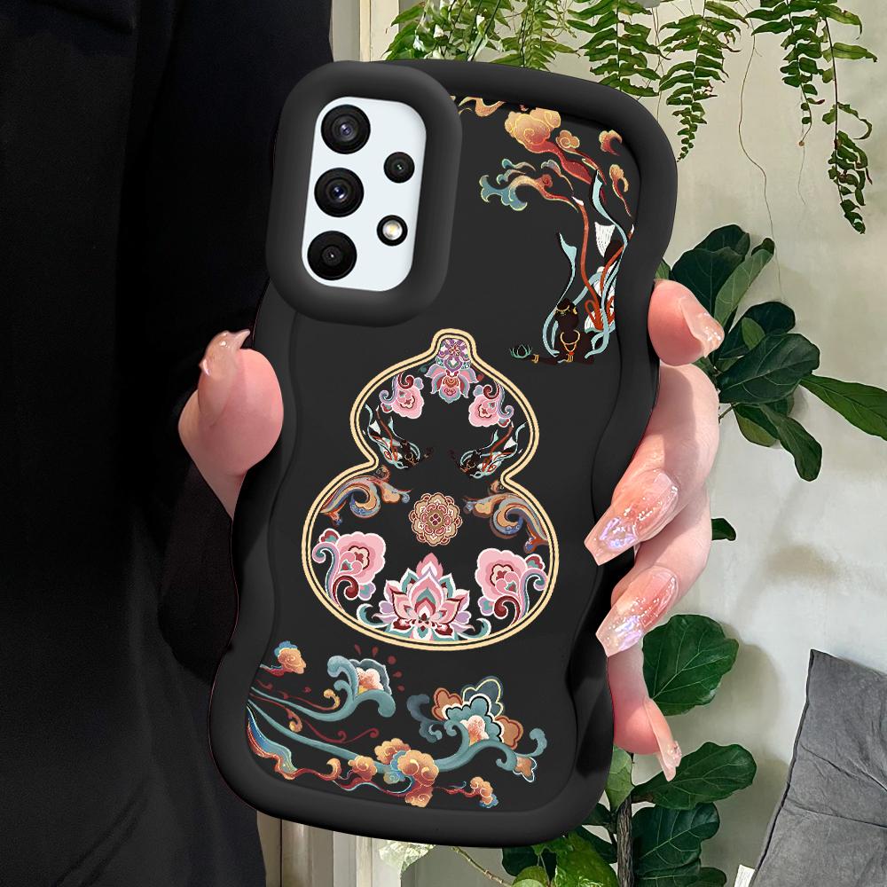 

Окрашенный узор Big Wave Edge Мягкий силиконовый материал Macaron чехол для телефона противоударный защитный резиновый чехол для Samsung Xiaomi Poco Redmi Redmi 13 5G чёрный