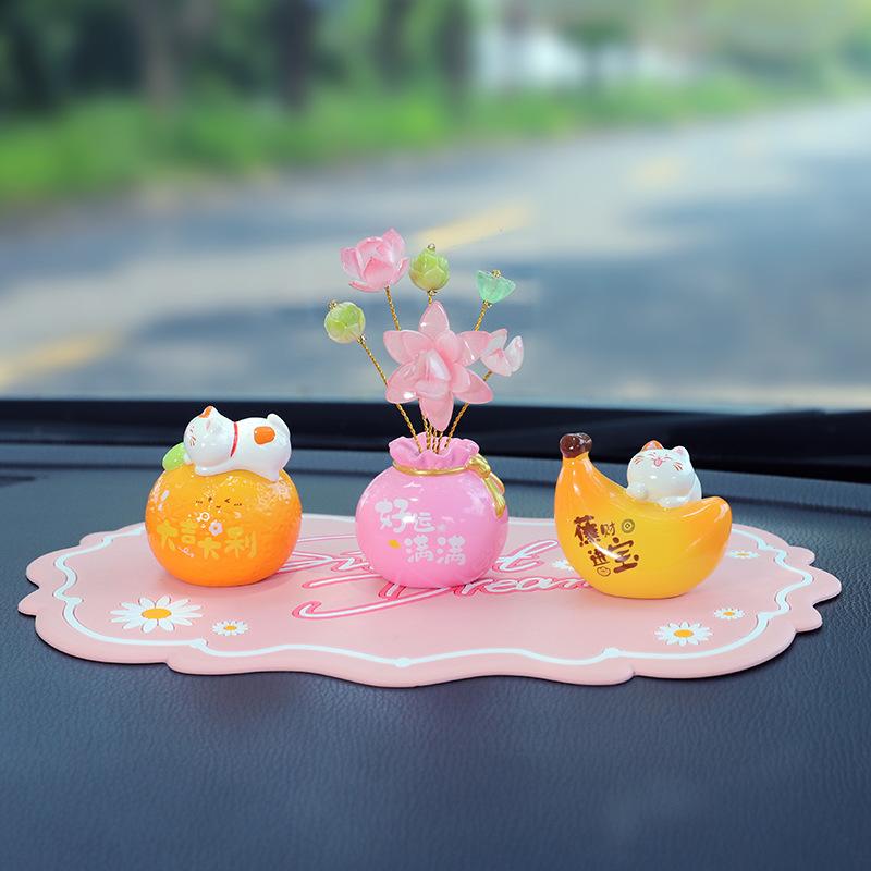 Mini Fruit Cat Car Decoration Set - Creative Interior Console Cartoon - Truly Cute Car Decoration Item