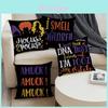 Halloween Decorative Pillow Cover Color Coordinated Invisible Zipper Durable Linen Fabric Easy To Put On 45x45cm