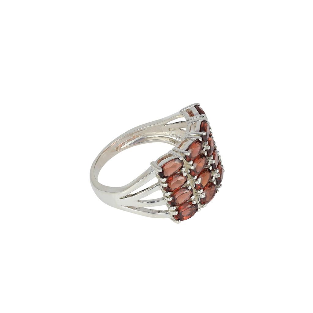 Sterlingsilber Ring mit mehreren Edelsteinen: Granat, Topas, Mondstein
