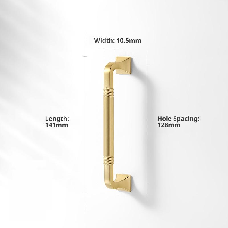 Modern Minimalist Kitchen Cupboard Handles Solid Zinc Alloy Vintage Wardrobe Door Pulls Brushed Brass Finish Furniture Hardware