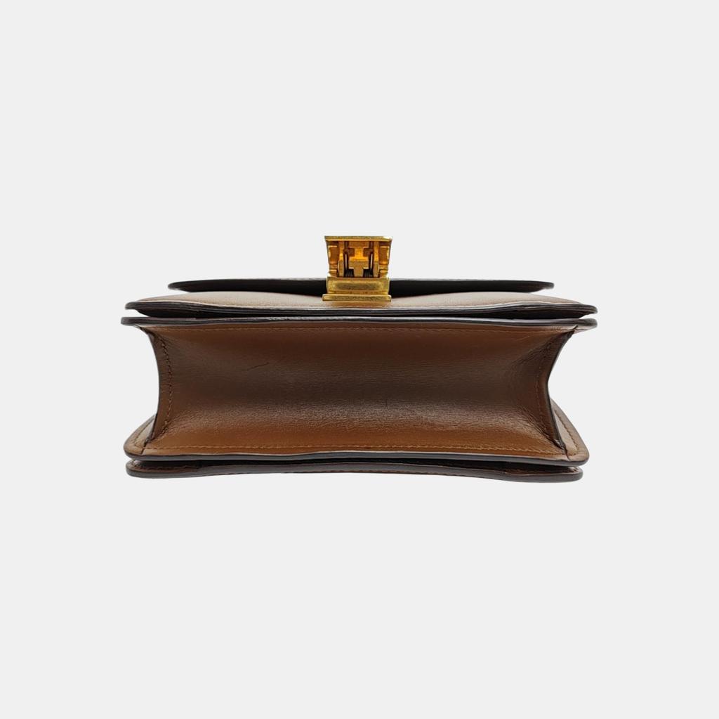 [Pre-Owned] Classic Box Polished Gold Buckle Leather Tofu Bag - Very Good #1RS73WW