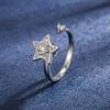 Rotating Ring for Women New Electroplated Copper Ring Couple Star Shape Adjustable Zircon Open Ring