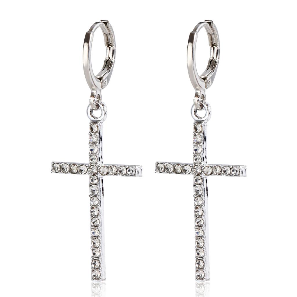 Fashionable Dangle Ear Rings Accessory Trendsetting Geometric Metal Crosses/Heart Pendant Earrings Adornment for Women