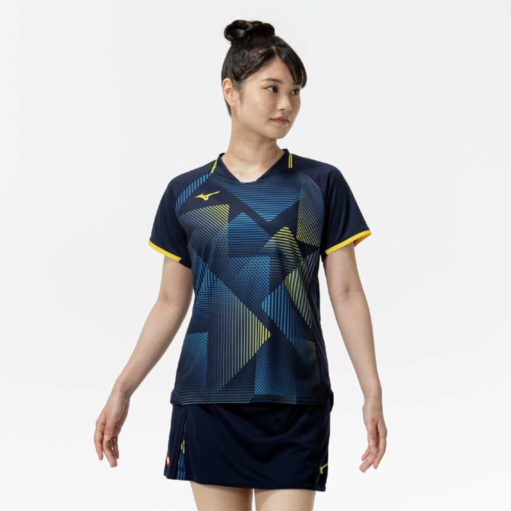 Table Tennis Game Short JTTA Dress Size 82JAC200 Shirt, Sleeve, Certified, Moisture-Wicking, Quick-Drying, Women's, Navy, L,