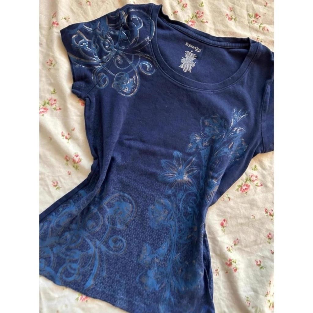 TrendHub Y2k Subculture Vintage Basics Floral Printed Short Sleeve O-Neck Slim Fitting Casual Streetwear Hottie Tees Basics Lady Clothes