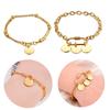 New Customize Name&Date Women Girls Link Chain Bracelet Stainless Steel Round Charm Personalized Jewelry Length 18cm