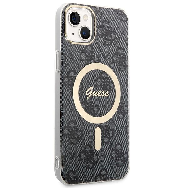 Guess GUBPP14SH4EACSK Case+ Charger Set iPhone 14 / 15 / 13 6.1" black/black hard case 4G Print MagSafe