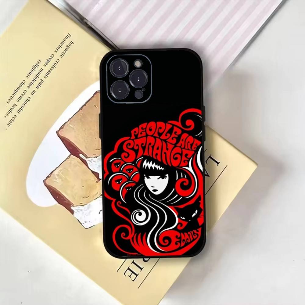 Comics E-Emily The Strange Phone Case For iPhone17,16,15,14,13,12,11 Plus,Pro Max,Soft Black Cover