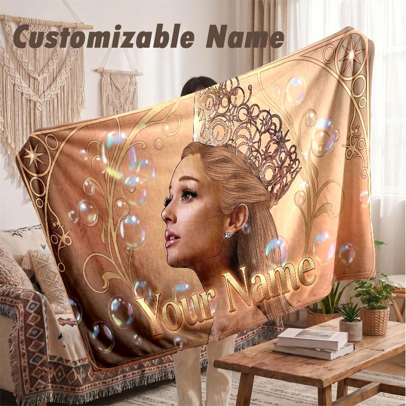 Custom Name Flannel Blanket,Ariana Grande Lightweight Warm Bed Blanket For Couch & Holiday Gift