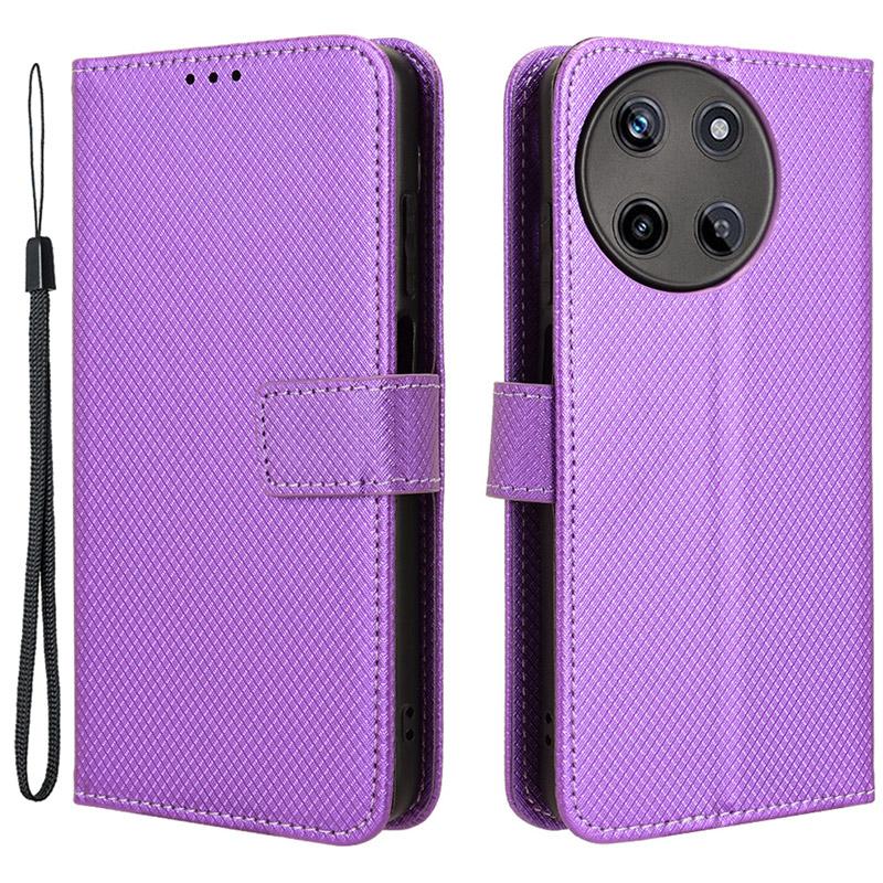 

For Realme 11 4G (159.9x73.3x7.95mm) Phone Case PU Leather Wallet Flip Folio Cover Purple