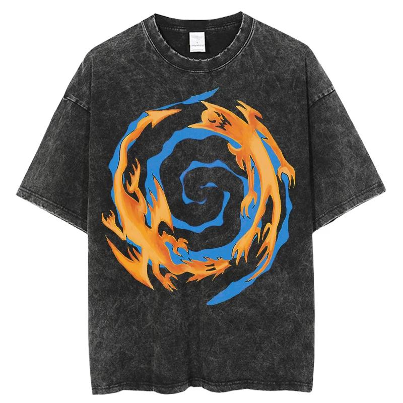 2025 Women Men Washed T Shirt Hip Hop Streetwear Japanese  Anime Yu Gi Oh Graphic Vintage T-Shirt Harajuku Short Sleeve Tee Tops