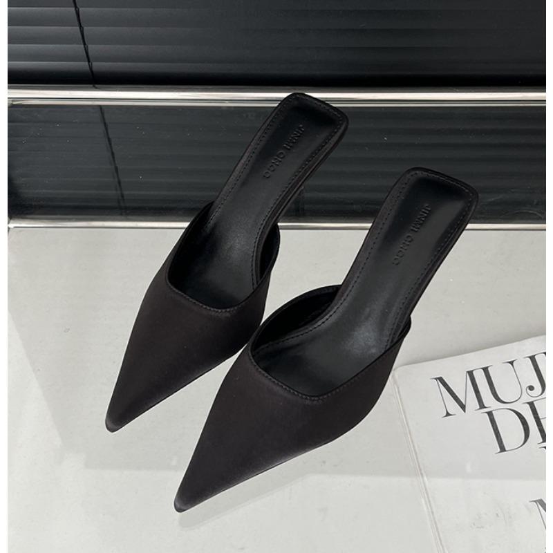 

Мода Роскошь Черный Мода Лаконичные Туфли-лодочки с острым носком и высоким каблуком Женские тапочки Тонкий низкий каблук Повседневные туфли для вечеринок Туфли-мюли 42 чёрный