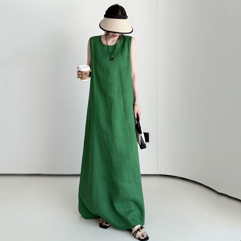 Sleeveless Plus Size Cotton Vintage New In Dresses for Women Casual Loose Long Summer Dress