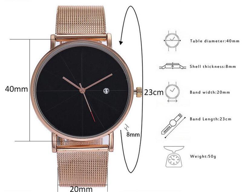 Men's Ultra-Thin Wormhole Concept Quartz Watch with Mesh Band