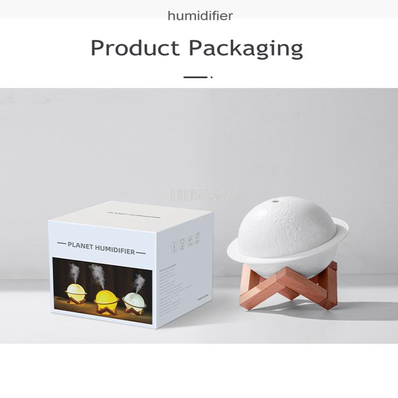Mini USB zvlhčovač vzduchu s planetárním teplým nočním světlem pro domácí pokoj Tichý ultrazvukový zvlhčovač chladná mlha Aroma difuzor