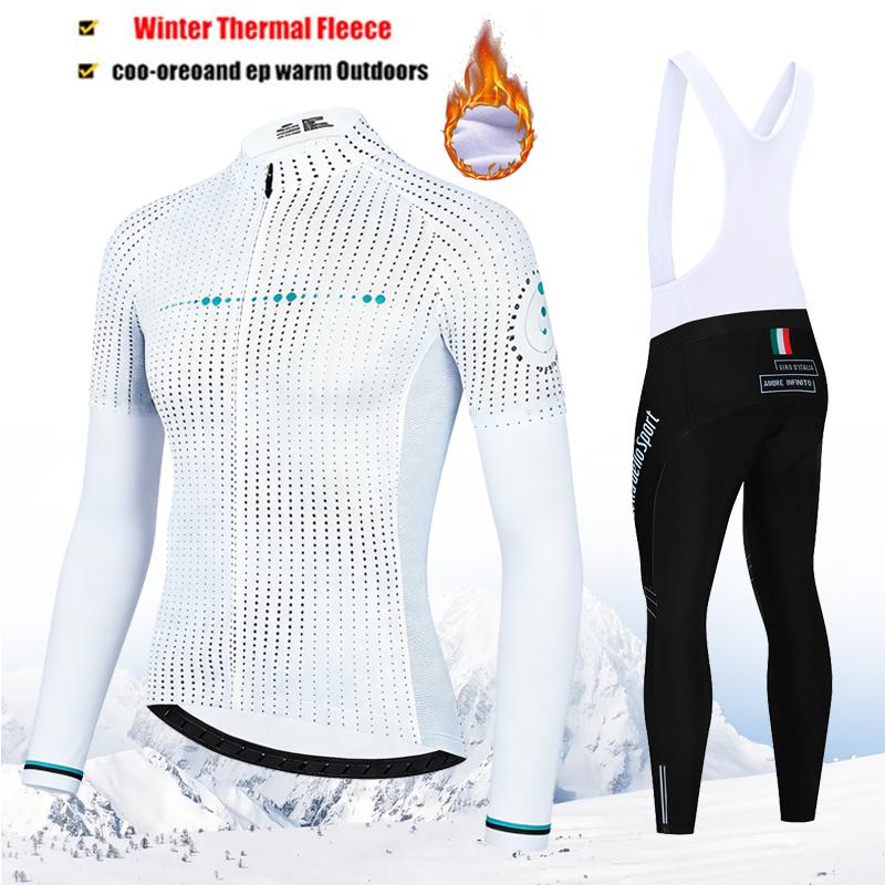 2027 Winter Tour De Italy Thermal Fleece Cycling Clothes Men Jersey Suit Outdoor Road Bicycle Clothing Bib Pants Set