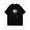 Black Oversized T Shirt With Dandelion Print For Casual Wear And Everyday Style