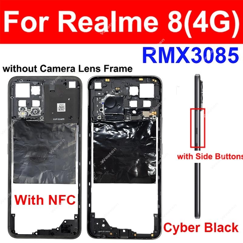 For Realme 8i 8 Pro 8S 8 4G 5G Middle Frame Housing Bezel Middle Frame Cover With Side Button Camera Lens Cover Repair