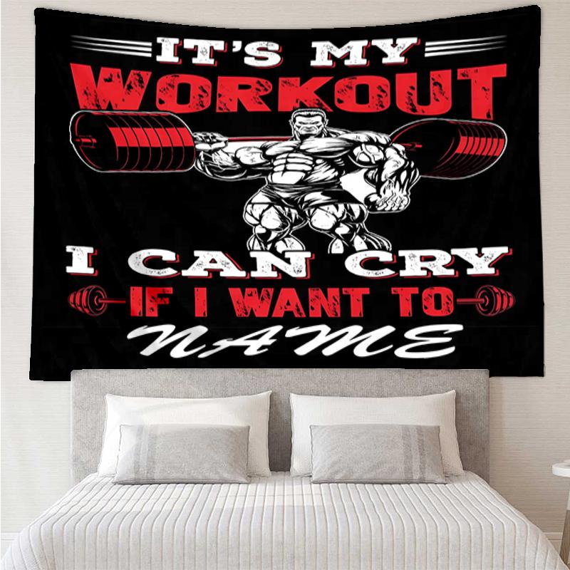 Custom Name weightlifting Print Tapestry, Backdrop, Easy Setup, Ideal for Bedroom, Office & Living Room, with Aesthetic Wall Hanging Decor.