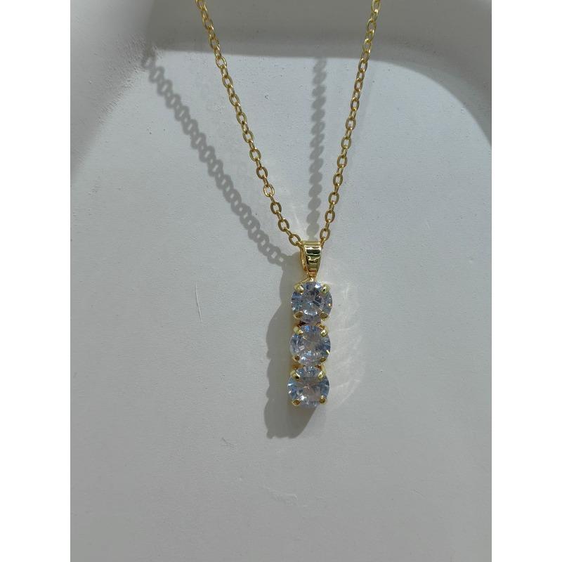 Fashion Sansheng Iii Moissanite Clavicle Chain Copper Zircon Simple Niche Pendant Necklace
