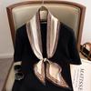 Long small silk scarf women's spring, autumn and summer black neck protection scarf with shirt streamer ribbon belt thin scarf