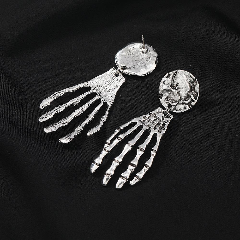 Halloween Accessories, Retro Skull Hand Bone Earrings, Personalized Earrings