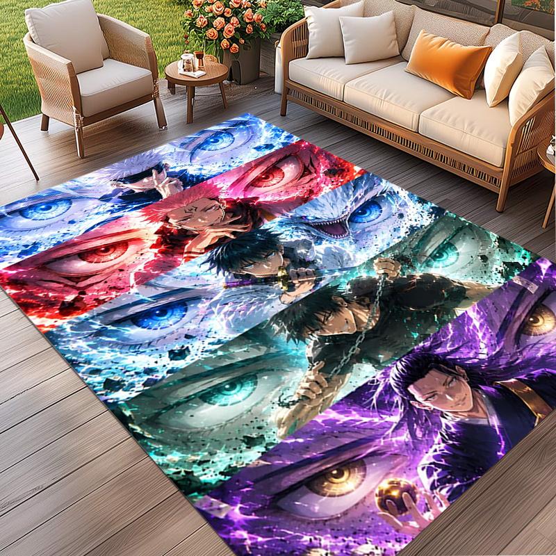 Jujutsu Kaisen Print Rug, Washable Floor Carpet, For Entryway Dorm Laundry Room Office Study, Home Decor Birthday Christmas Gift