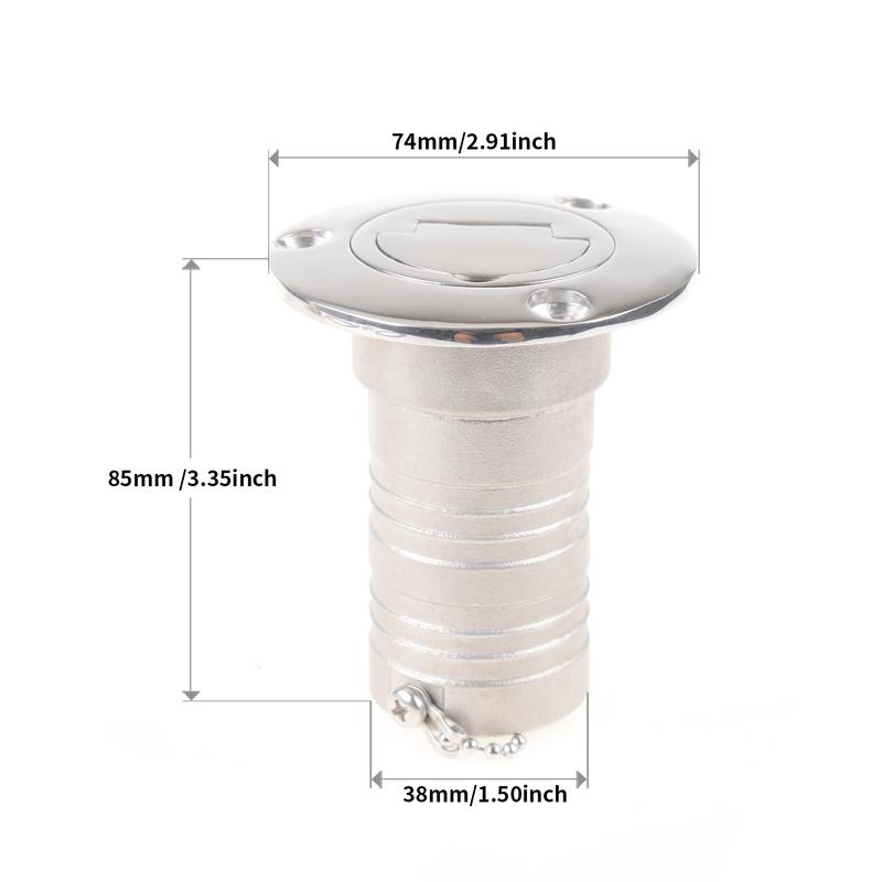 38MM KEY Boat Deck Fuel/Gas/Water/Waste Fill/Filler Tank Key Cap Marine 316 Stainless Steel Yacht Caravan with Keys Screws