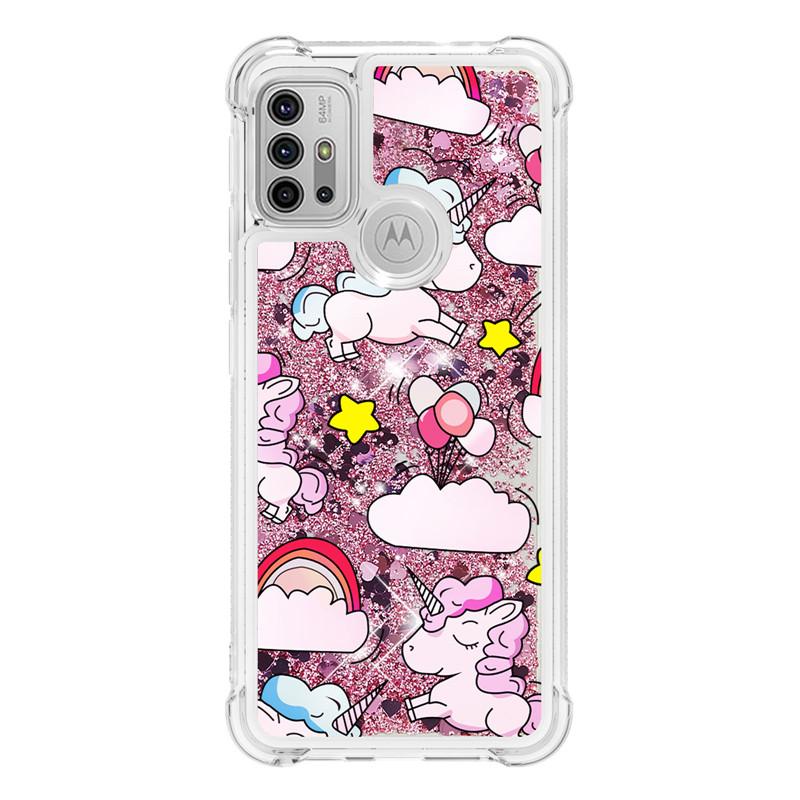 Liquid Phone Case For Motorola Moto G30 G20 G10 G Pure Stylus Play E7 Power 2021 Cover Painted Glitter Quicksand Capa