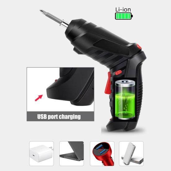 Cordless Electric Screwdriver Set with LED Light High Torque Compact Portable Rechargeable Small