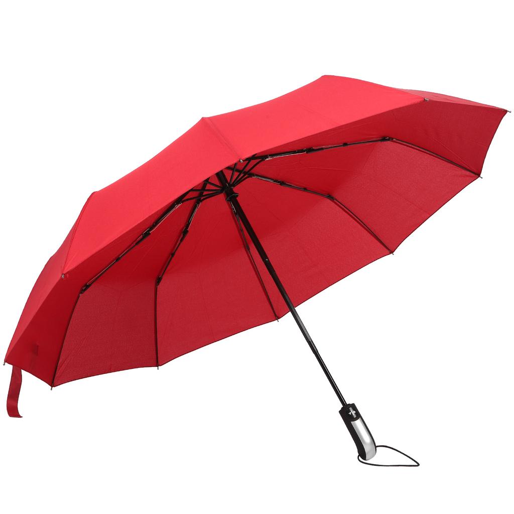 Automatic Umbrella Black Steel TenBones Folding HighDensity AntiCollision Compact Umbrella for Sunshade and Rain