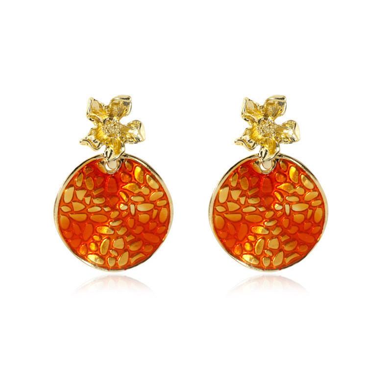 Stylish European American Metal Flower Earrings For Women Multiple Colors