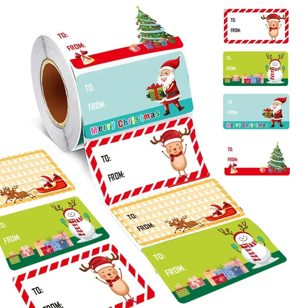 Christmas Self-adhesive Stickers Rolled Self-adhesive Decorative Envelopes Gifts Christmas Labels Holiday Atmosphere Supplies