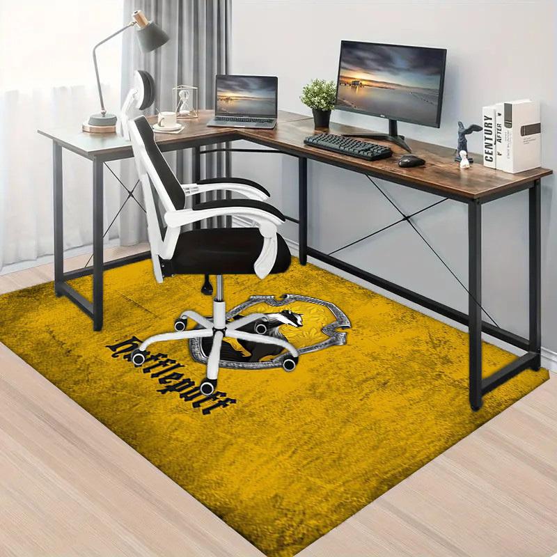 1 Stück Büro Teppich Stuhlmatten Hufflepuff Wappen Perfekt zum Dekorieren von Bürostühlen, Wohnzimmern oder Schlafzimmern, Polyester Teppich