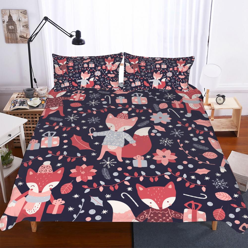 Bedclothes  Superking Bedding Merry Christmas Bedding Set 200X200 Lovely Bear New  Decorations Duvet Cover Set 3Pcs