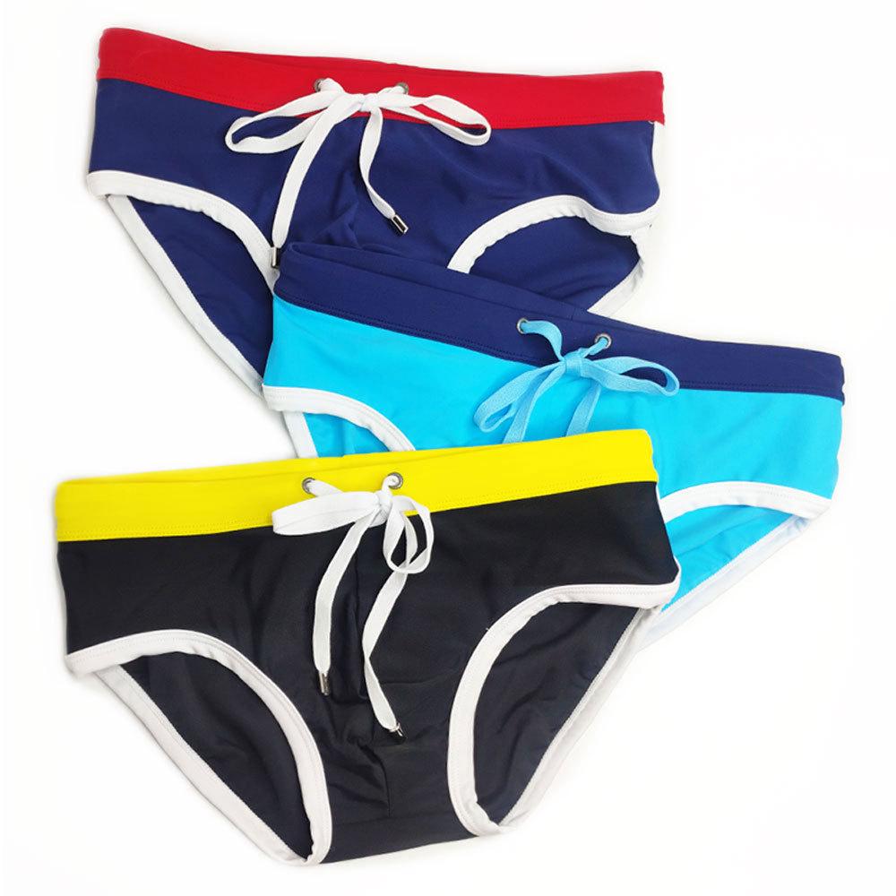 UXH Herren Farbblock Dreieck Badehose: Europäische & Amerikanische Stile, Einfarbig, Strandbikini.