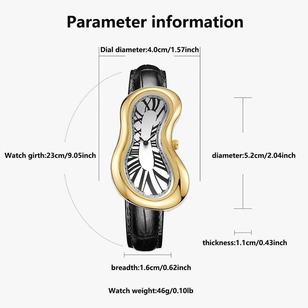 New Y2k Fashion Creative Men Women Melted Twisted Watches Luxury Streetstyle Irregular Shape Dial Unique Design Quartz Watch