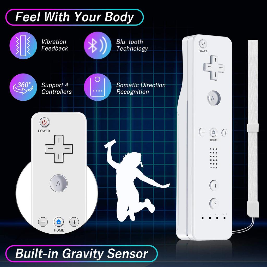2 In 1 Wireless Gamepad for Nintendo Wii/Wii Game Remote Controller Joystick Joypad Nunchuck Hand Curved Game Handle Accessories