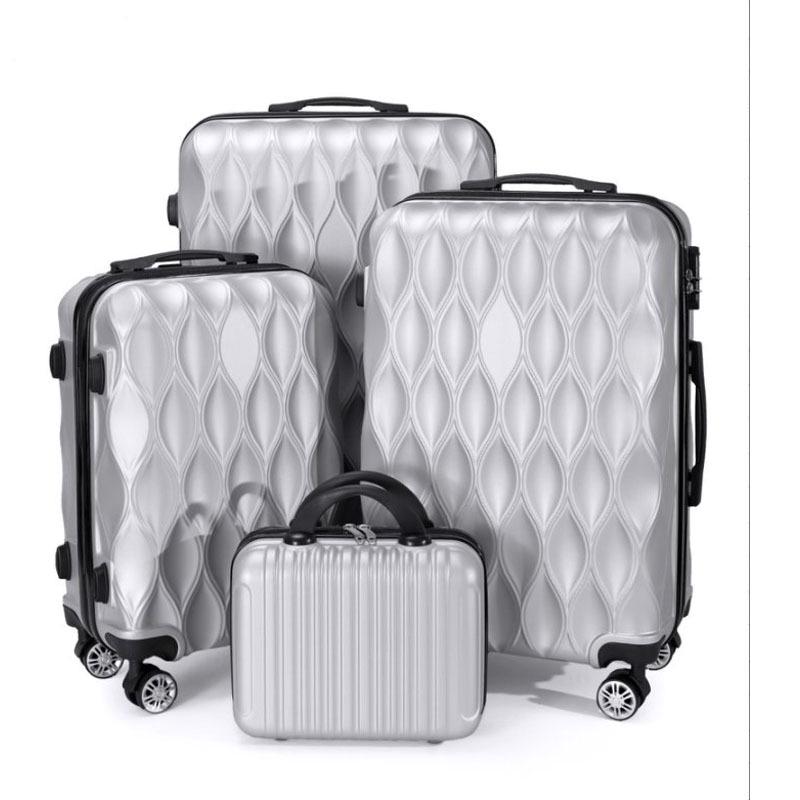 ABS Universal Wheel Trolley Case Set: 12/20/24/28 inch Carry-On Suitcases (4 Pieces)