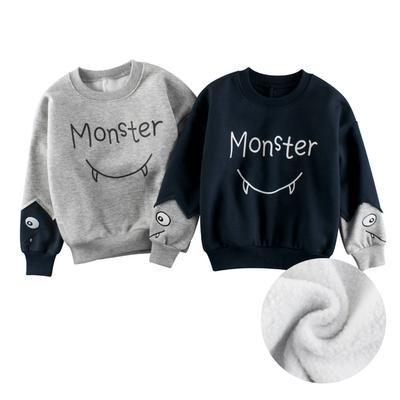 Moletom infantil para meninos, moletom de lã com manga comprida, sem boné, moletom com gola redonda