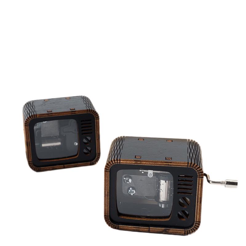 Mini Retro Wooden Hand-Crank Music Box - Creative Gift for Students & Children's Birthdays