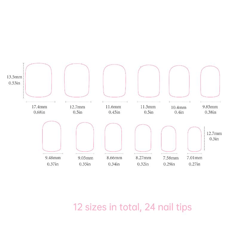 24 buc. Dulci Pătrate Scurte Cap False Artă Unghii Acoperire Completă Detașabile Artificiale False Unghii Press On Sfaturi Unghii