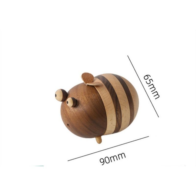 Bee Toothpick Box Cute Solid Wood Dining Table Creative Decoration Cartoon Home Desktop Little Bee Ornament Toothpick Box