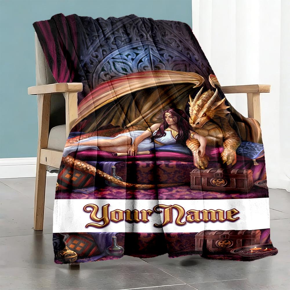 Gothic Illustrations Customize Your Name Blanket Throw Personalized Blanket Comfortable for Seaside Sofa Bed Bedding for All Occasions